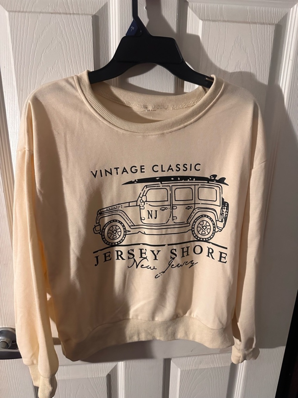 Vintage Classic Jersey Shore Graphic Sweatshirt - Cream